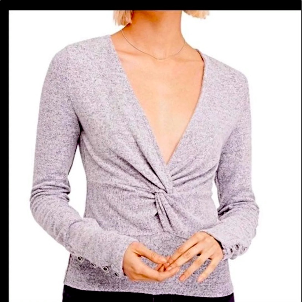 Free People twist front gray sweater